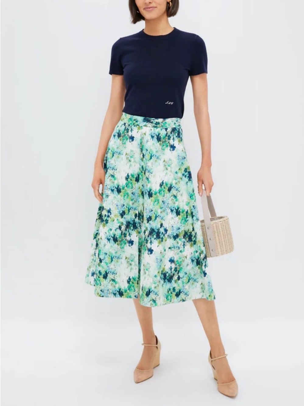 NWT Tuckernuck Midi Skirt Water Lillies Circle Skirt A Line Garden Party Chic XS